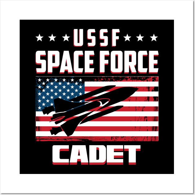 Funny United States Space Force Cadet T-shirt Wall Art by kmpfanworks